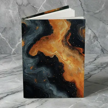 Dark Orange Gold Marble Abstract Fluid Art