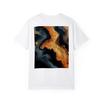 Dark Orange Gold Marble Abstract Fluid Art