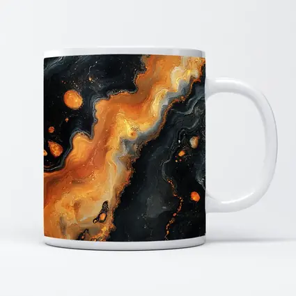 Black Orange Abstract Fluid Art Painting