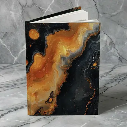 Black Orange Abstract Fluid Art Painting