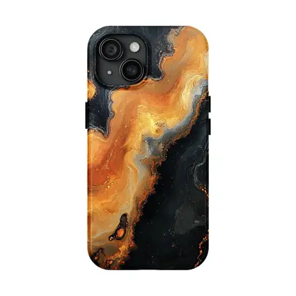 Black Orange Abstract Fluid Art Painting