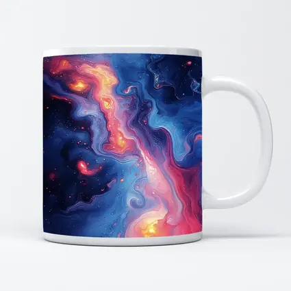 Cosmic Nebula Abstract Blue Pink Swirl Art