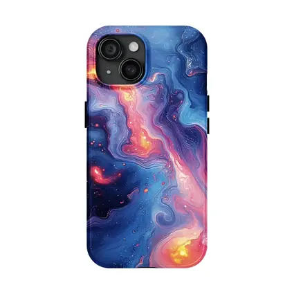Cosmic Nebula Abstract Blue Pink Swirl Art