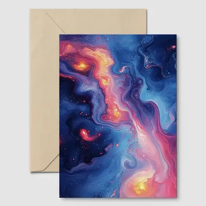 Cosmic Nebula Abstract Blue Pink Swirl Art