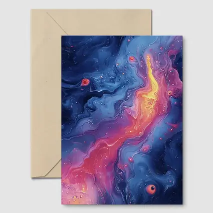 Cosmic Nebula Abstract Blue Pink Swirls