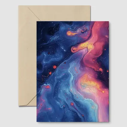 Cosmic Nebula Abstract Dark Blue Pink Art