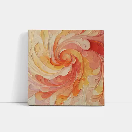 Swirling Coral Orange Abstract Spiral Art