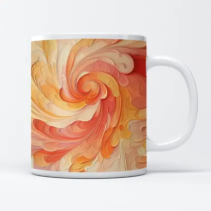 Swirling Coral Orange Abstract Spiral Art
