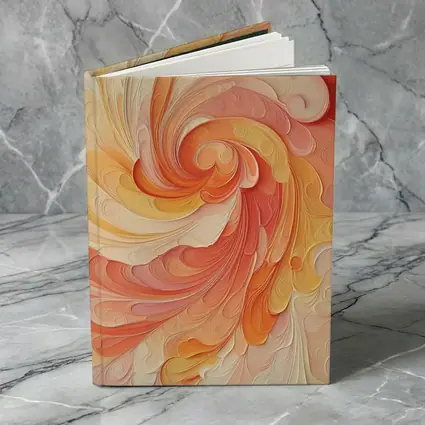 Swirling Coral Orange Abstract Spiral Art