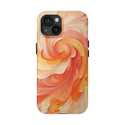 Swirling Coral Orange Abstract Spiral Art