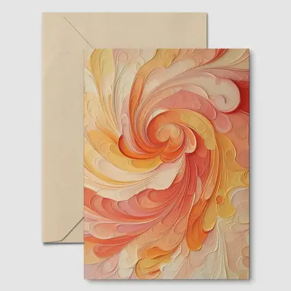 Swirling Coral Orange Abstract Spiral Art