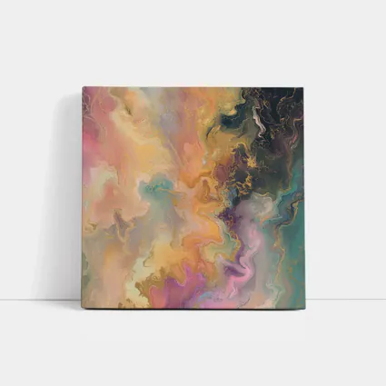 Pastel Marble Abstract Art Gold Swirls
