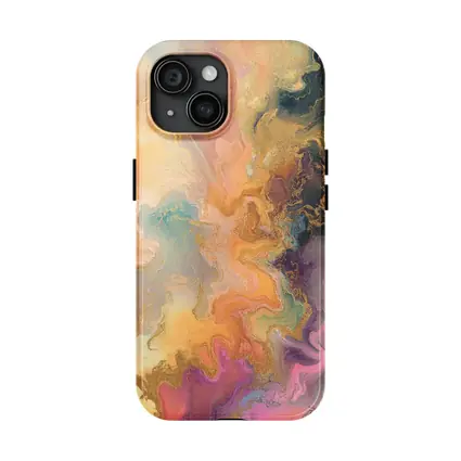 Pastel Marble Abstract Art Gold Swirls