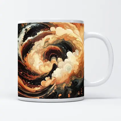 Swirling Abstract Brown Beige Dark Fluid Art