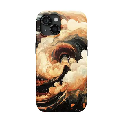 Swirling Abstract Brown Beige Dark Fluid Art