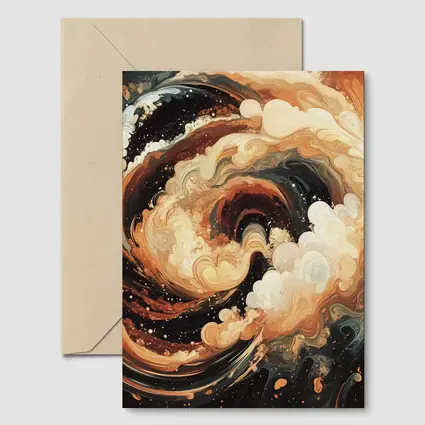 Swirling Abstract Brown Beige Dark Fluid Art