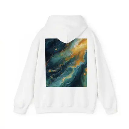 Teal Gold Abstract Marble Fluid Art