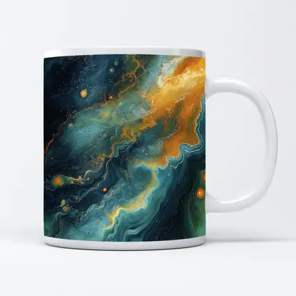 Teal Gold Abstract Marble Fluid Art