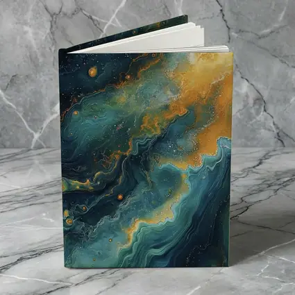 Teal Gold Abstract Marble Fluid Art