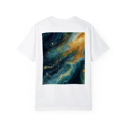 Teal Gold Abstract Marble Fluid Art