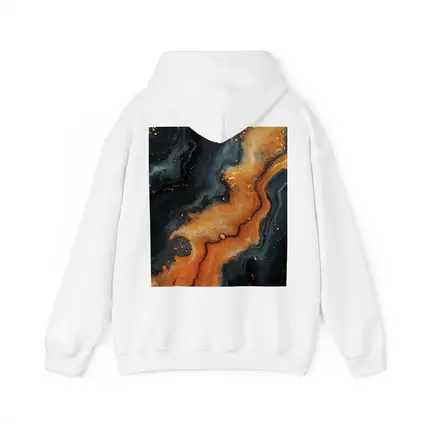 Dark Black Orange Marble Abstract Fluid Art