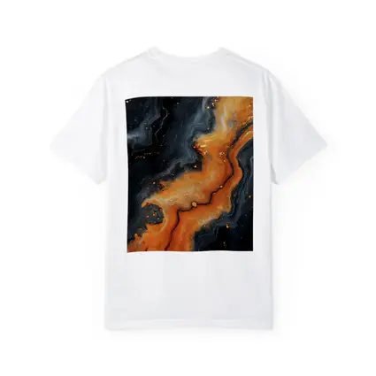 Dark Black Orange Marble Abstract Fluid Art