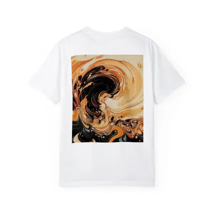 Swirling Orange Black Abstract Fluid Art
