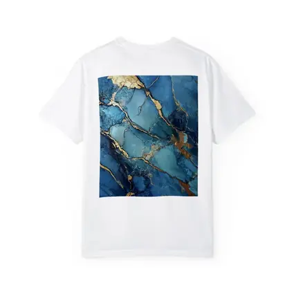 Blue Marble Gold Vein Abstract Art