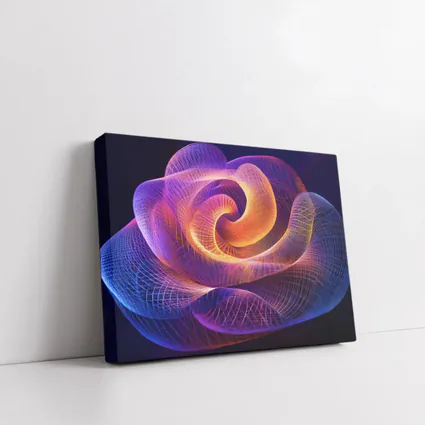Glowing Wire Mesh Rose Abstract Dark Background