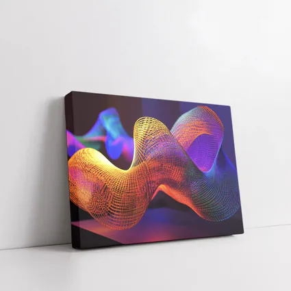 Neon Mesh Wave Sculpture Dark Background