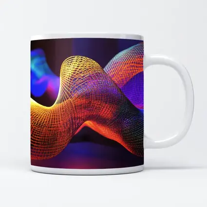 Neon Mesh Wave Sculpture Dark Background