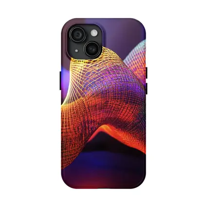 Neon Mesh Wave Sculpture Dark Background