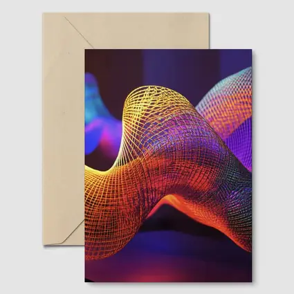 Neon Mesh Wave Sculpture Dark Background