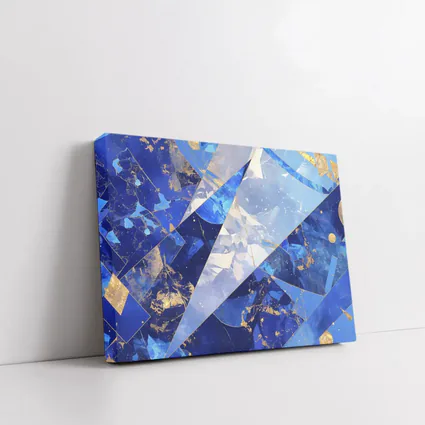 Blue Marble Abstract Geometric Gold Art