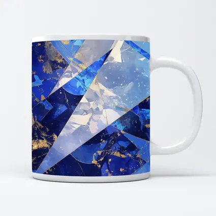 Blue Marble Abstract Geometric Gold Art
