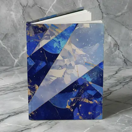 Blue Marble Abstract Geometric Gold Art
