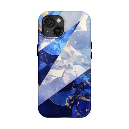Blue Marble Abstract Geometric Gold Art