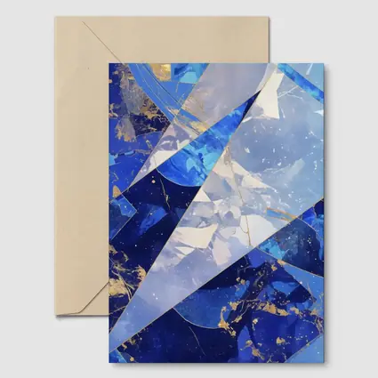Blue Marble Abstract Geometric Gold Art