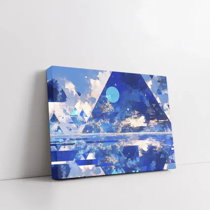 Blue Abstract Geometric Sky Triangle Art