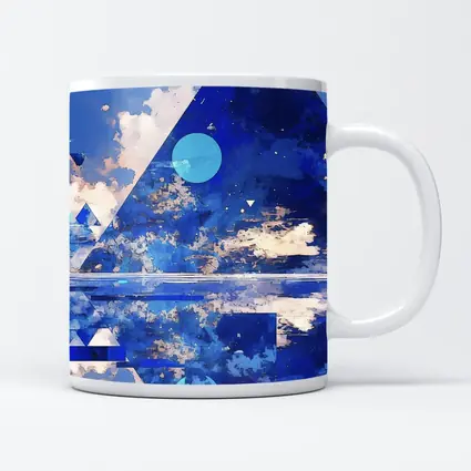 Blue Abstract Geometric Sky Triangle Art