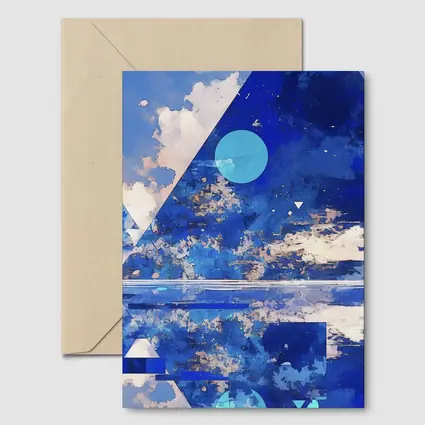 Blue Abstract Geometric Sky Triangle Art