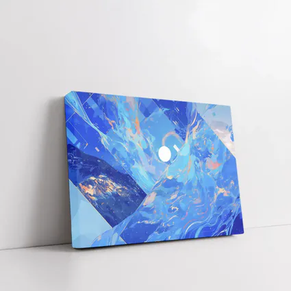 Blue Abstract Art Swirling Geometric Fluid Design