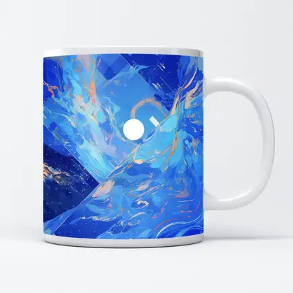 Blue Abstract Art Swirling Geometric Fluid Design