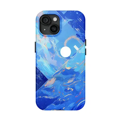 Blue Abstract Art Swirling Geometric Fluid Design