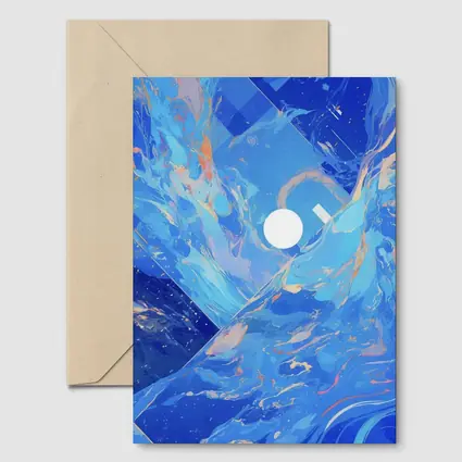 Blue Abstract Art Swirling Geometric Fluid Design