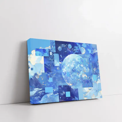Blue Abstract Sky Planet Geometric Collage Art