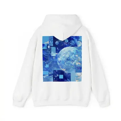 Blue Abstract Sky Planet Geometric Collage Art