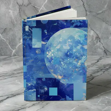 Blue Abstract Sky Planet Geometric Collage Art