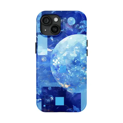 Blue Abstract Sky Planet Geometric Collage Art