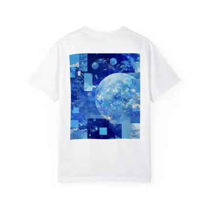 Blue Abstract Sky Planet Geometric Collage Art